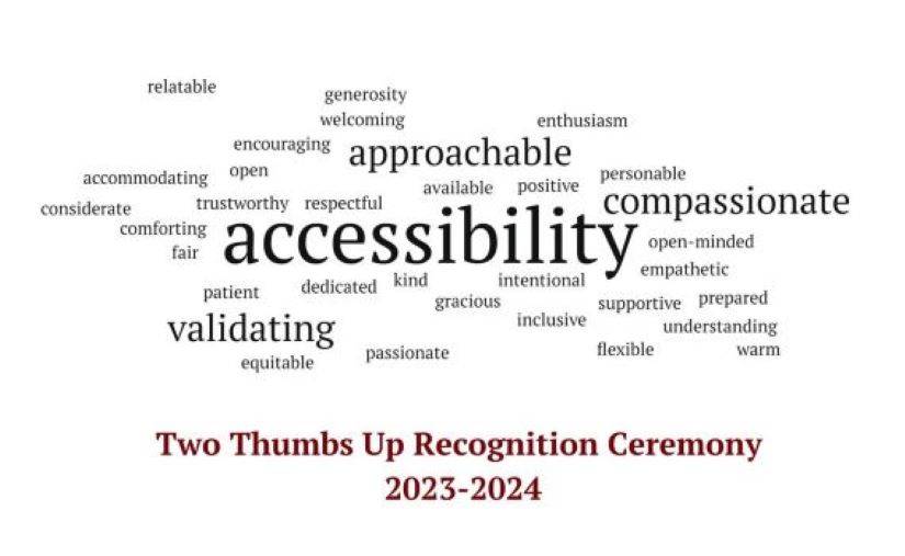 Word cloud with the word "accessibility" in the center surrounded by positive adjectives