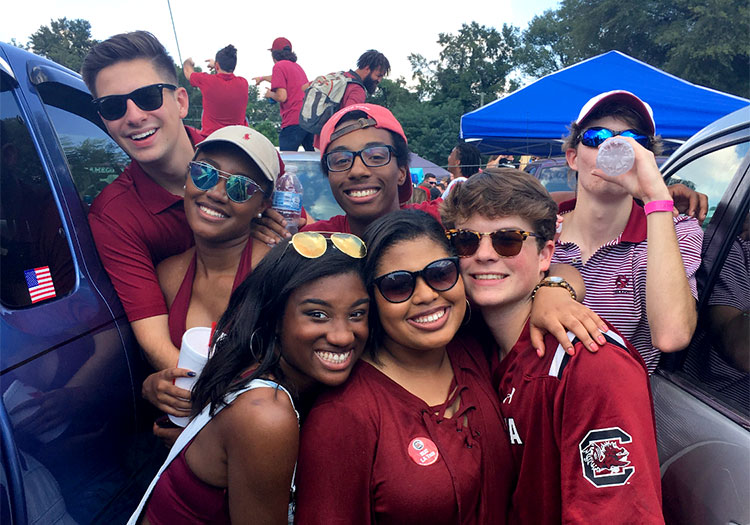 Group of students before South Carolina football game.