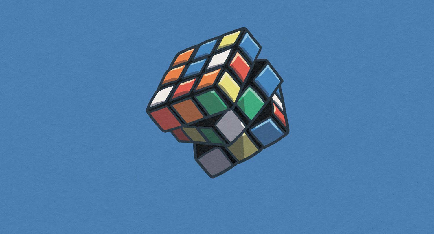 An illustration of a Rubiks cube.