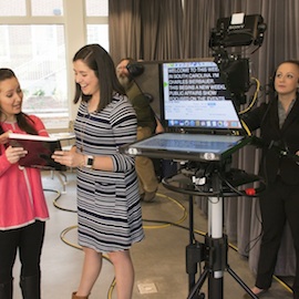 students working on a tv show