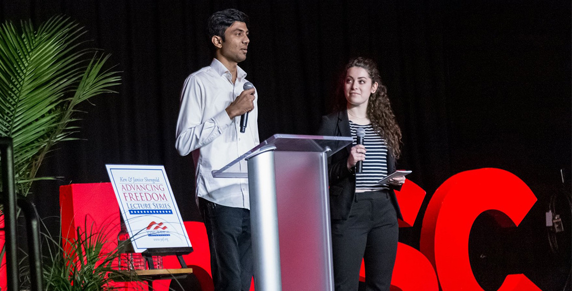 Two students speak at McNair's annual entrepreneurship showcase