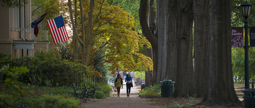 students walking on campus