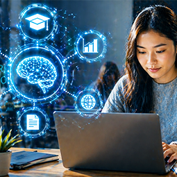 Image of College Classroom with GenAI Graphic