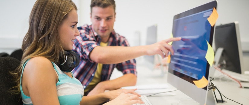 College Student Studying with Computer