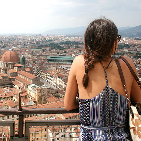 student looking out over Florence, Italy