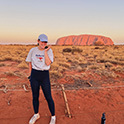 female student in a desert in Australia