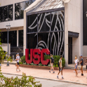 USC Letters in front of Russell House.