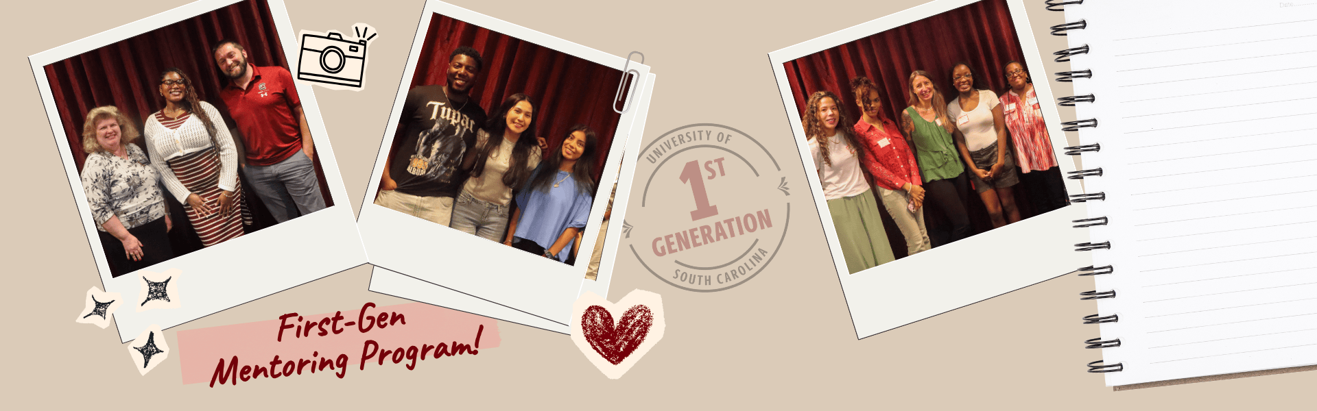 First-Gen students and mentors posing for group photos.