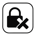 Black and white icon of a padlock with a key, representing lockout or access issues.