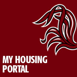 my housing portal graphic with gamecock tailfeathers