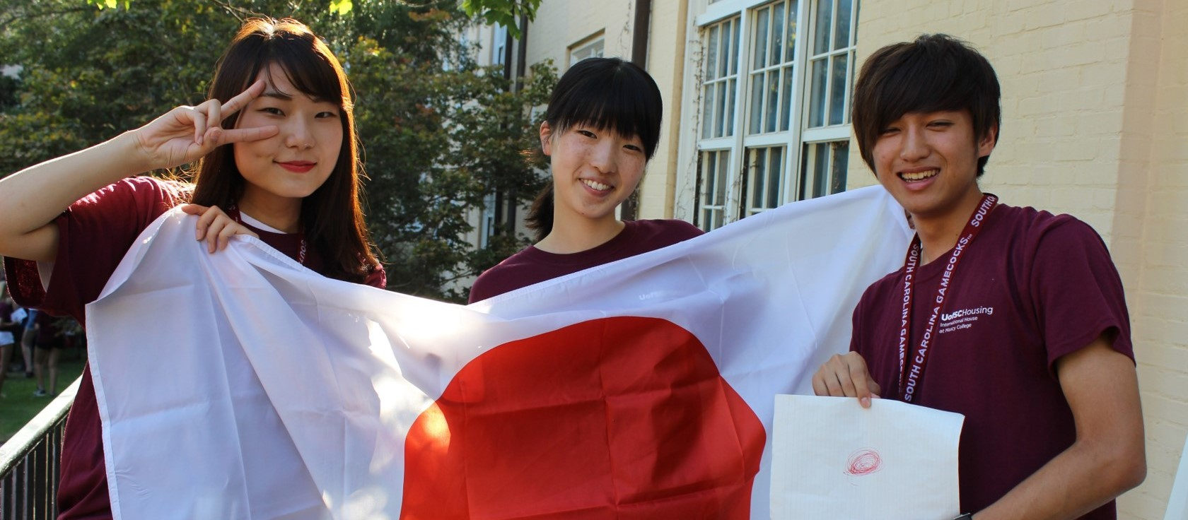 Japanese students with their flag