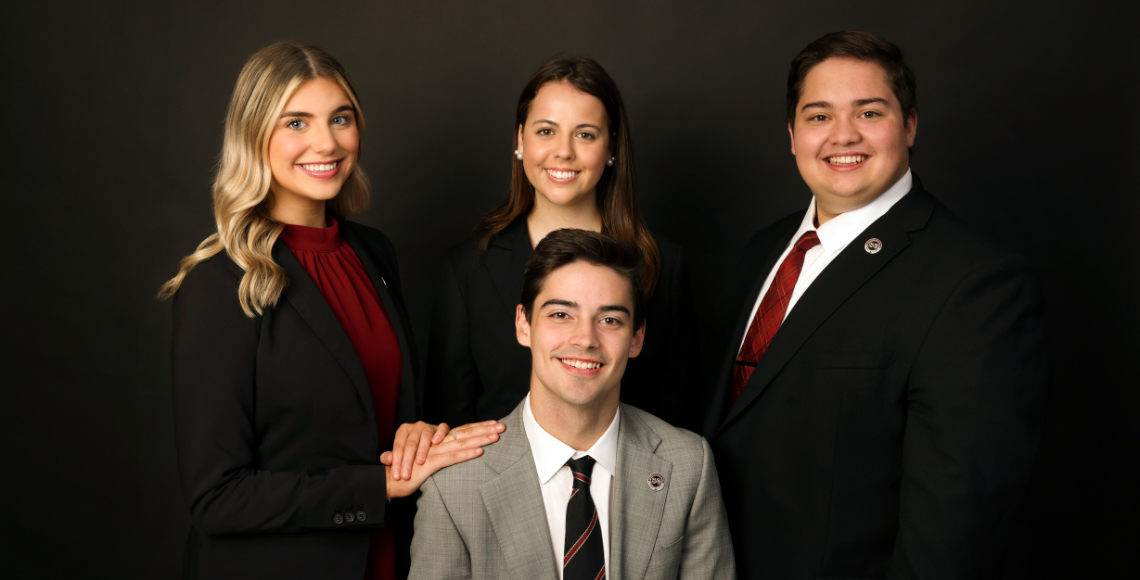 Group headshot of student government executive officers. 