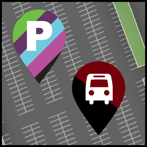 Screenshot of campus connector icons from online map