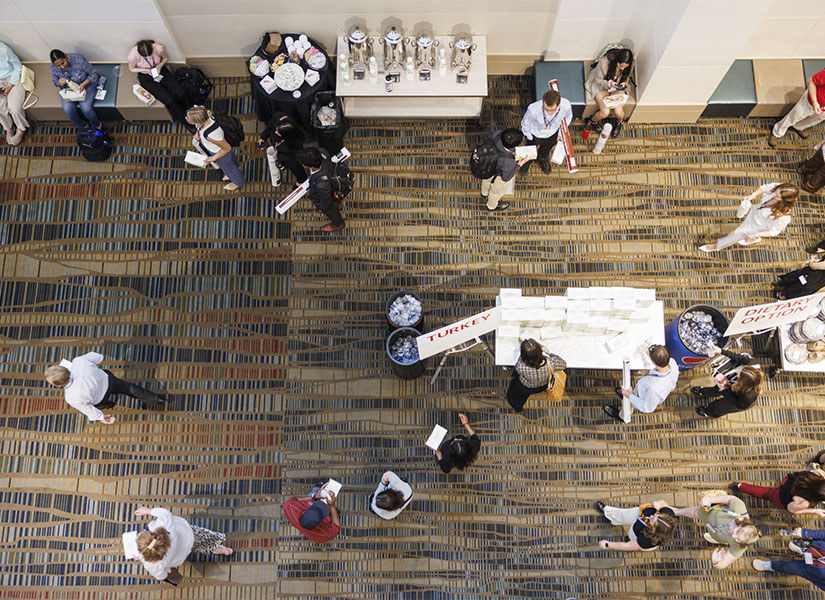 View of Discover USC attendees from above at the Columbia Metropolitan Convention Center.