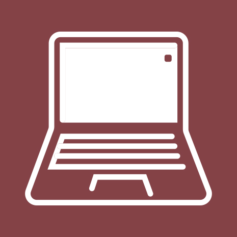 Laptop callout image on red background