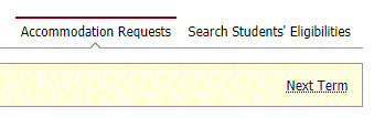Screenshot of Search Student Eligibilities link beside Accommodation Requests