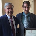 Max Ciarlone with President Pastides receiving the 2017 Pastides Sustainability Award