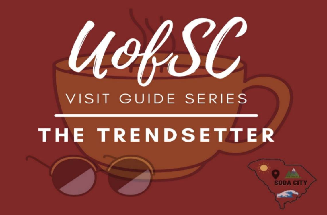 A graphic of coffee and sunglasses reading Visit Guide Series – Trendsetter