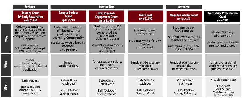 graphic showing options for funding from the OUR