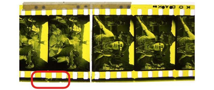 a strip of yellow tinted film