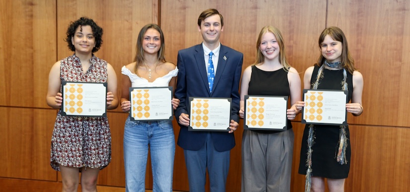 2026 Under Graduate Research Award winners posing with awards.