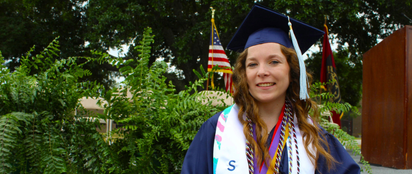 Emily McLeod in her graduation regalia.