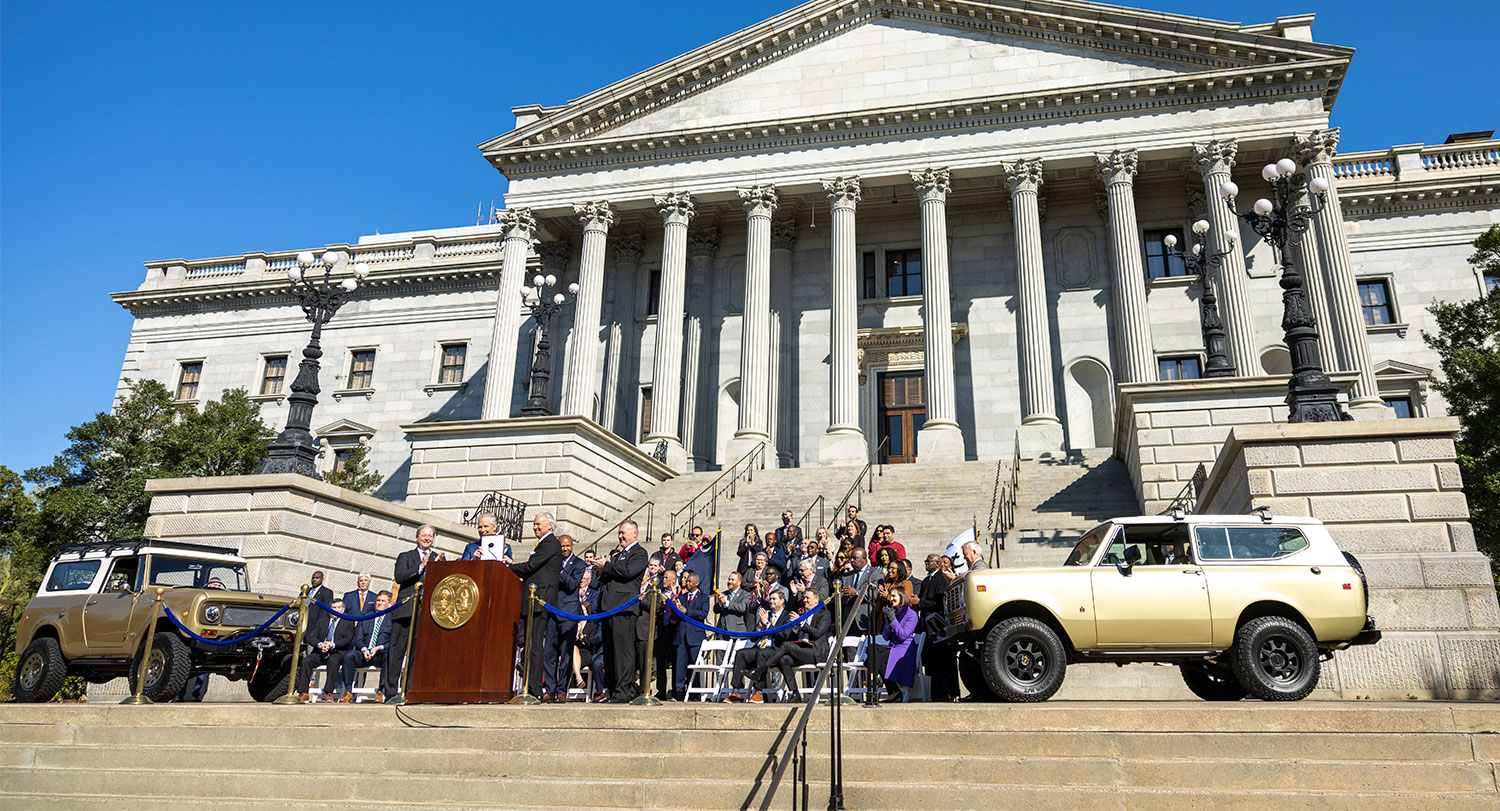 Press conference with Scout on the steps of the SC Statehouse.