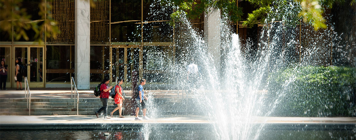 fountain at the library