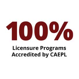 Infographic: 100 percent Licensure Programs Accredited by CAEPL