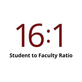 Infographic: 16:1 student to faculty ratio