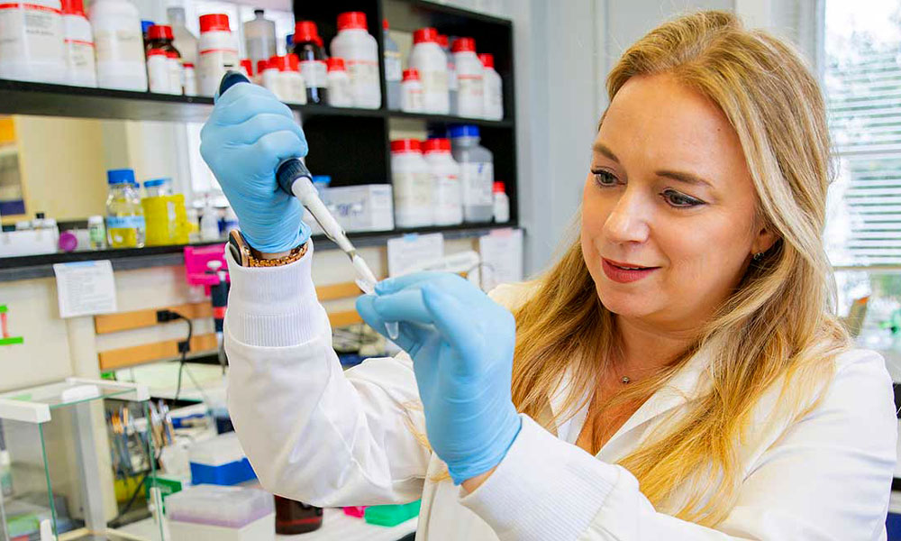 A student works in a lab