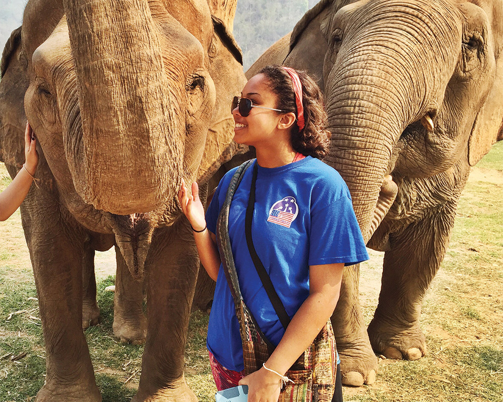 A girl with an elephant