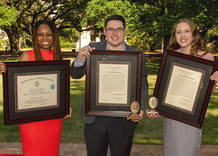 Portrait of the three major award winners from the 2022-2023 Awards day ceremony. 
