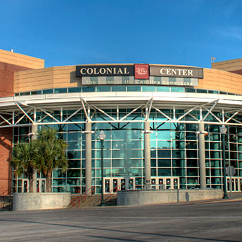 The exterior of the Colonial Life Arena. 