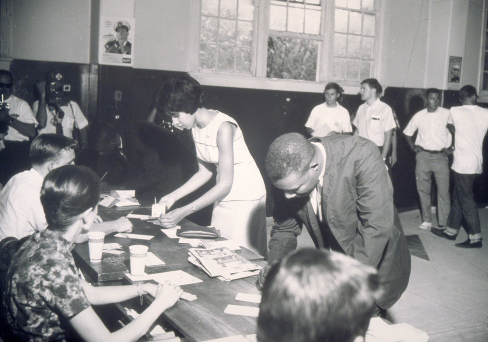 First African American students register for classes.