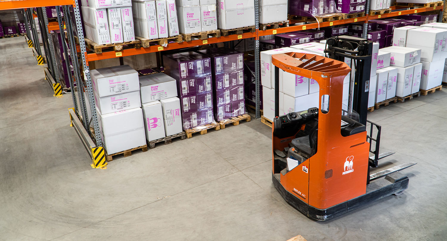 a forklift in a warehouse