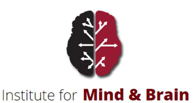 Logo reads: Institute for Mind and Brain featuring a two colored brain for left and right.