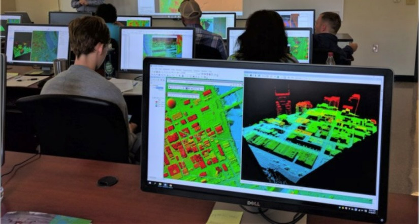 Students in a GIS computer lab