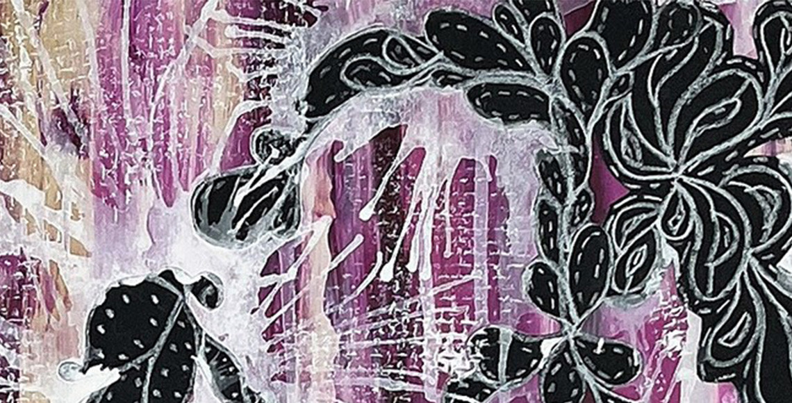abstract artwork with purple, black and white variations