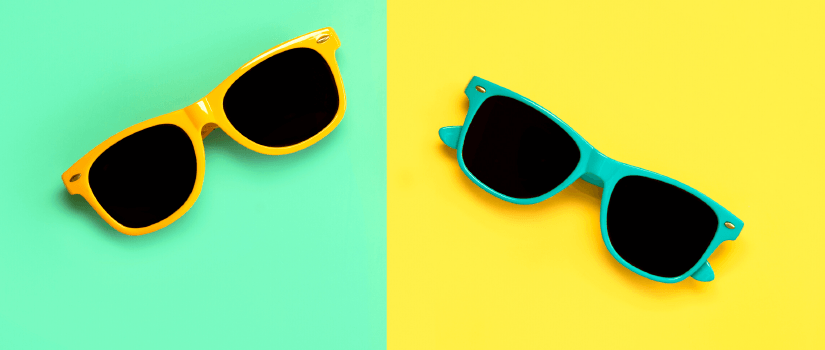 sunglasses on bright background