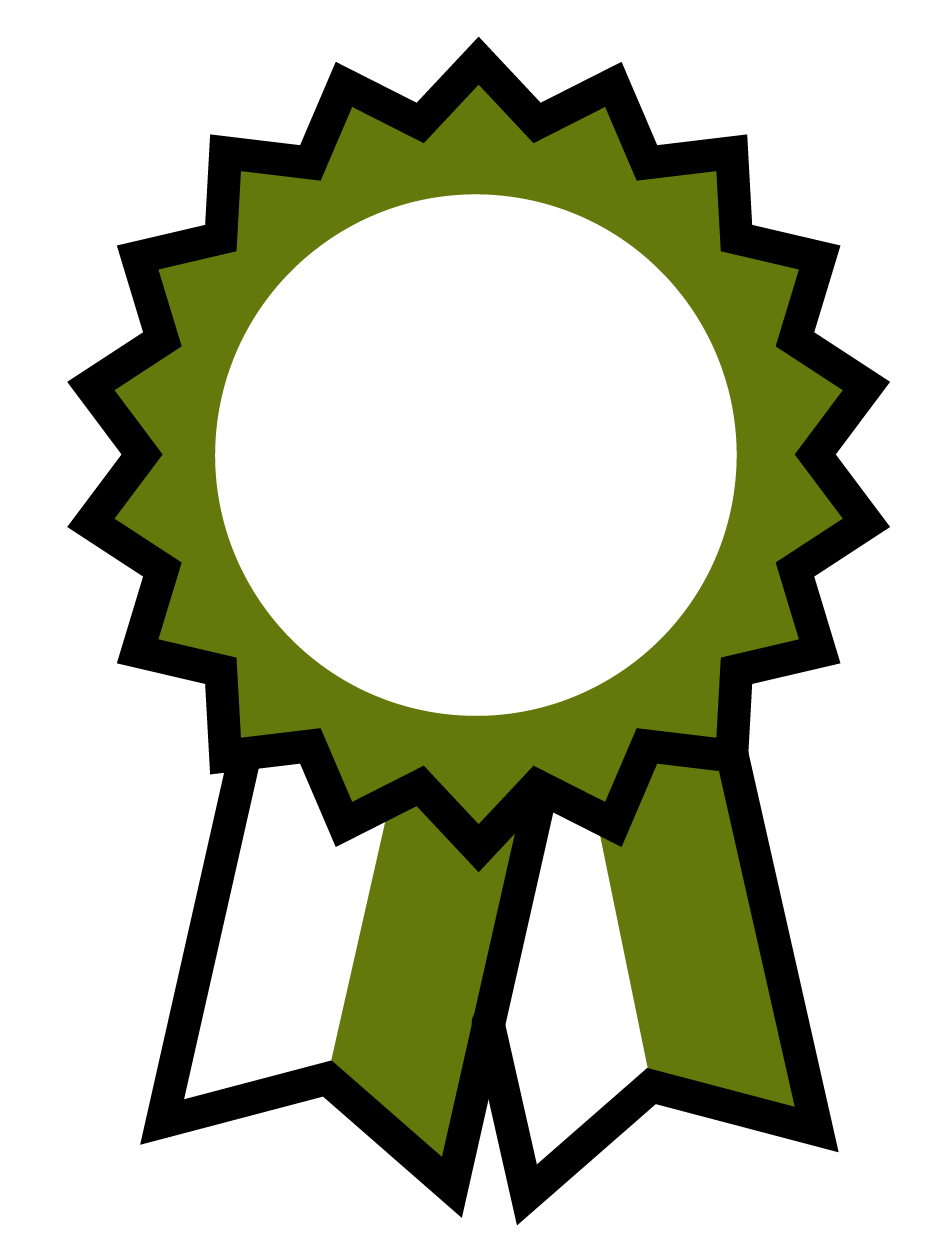 Green Graphic of a winner's ribbon. 