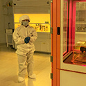 Rongyin Jin in the clean room.