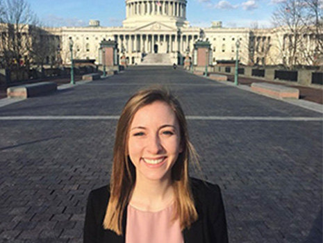 Photo of Erin in front of capital
