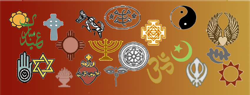 Many different religious symbols