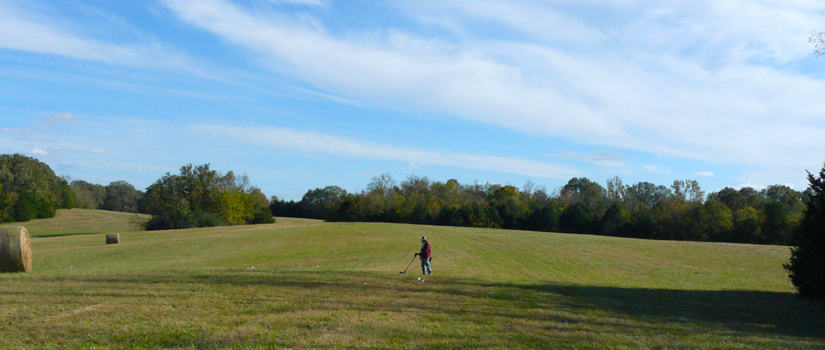 Metal detecting in a large field