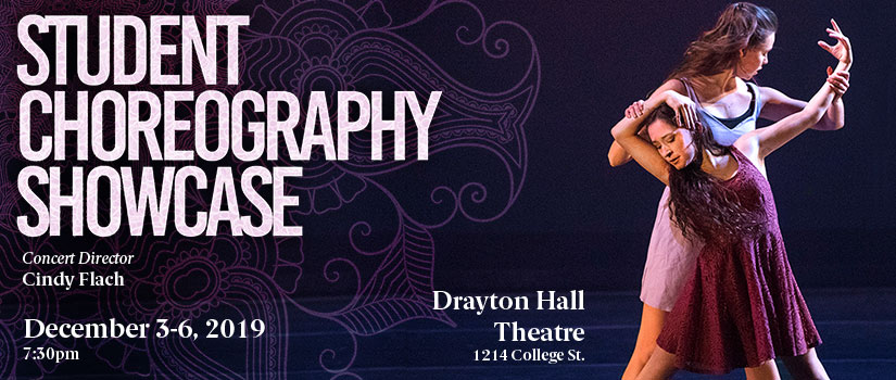 Fall 2019 Choreography Showcase Poster --  Two dancers performing.