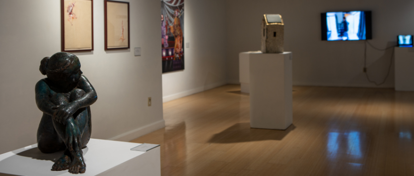 Multiple pieces of artwork are displayed from Common Grounds 2026 exhibition. 