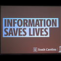 blackboard with the words "information saves lives" on it