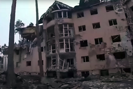 war torn building in Ukraine