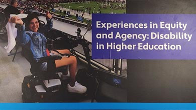 banner for the exhibit "Experiences in Equity and Agency: Disability in Higher Education"